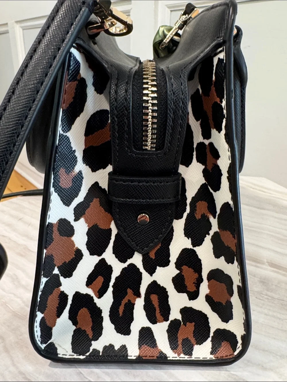 kate spade Bag Small Madison Spotted Animal Black & Brown Leopard Print Satchel